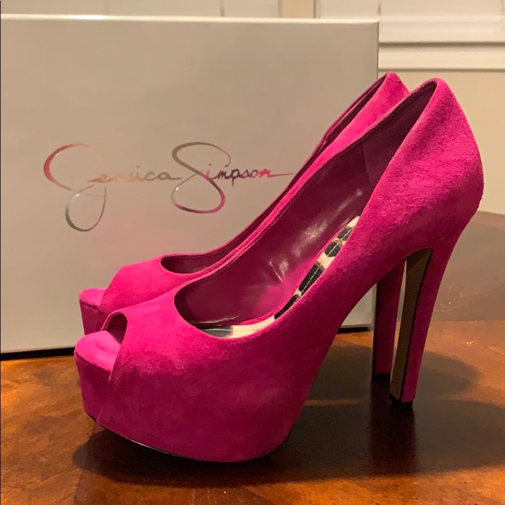 Jessica Simpson - Bermuda Pink Suede Peep Toe Pump